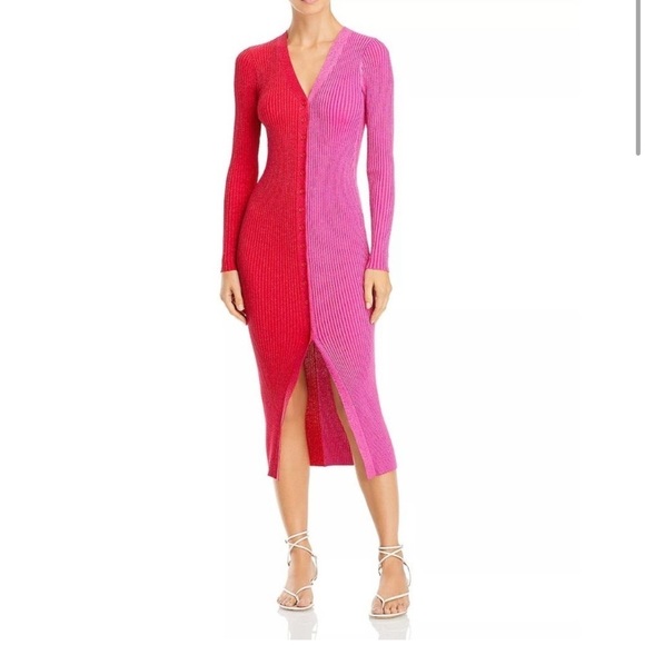 Nanette Lapore | Two-Tone Ribbed Knit Colorblock Cardigan Dress size L - Picture 2 of 2